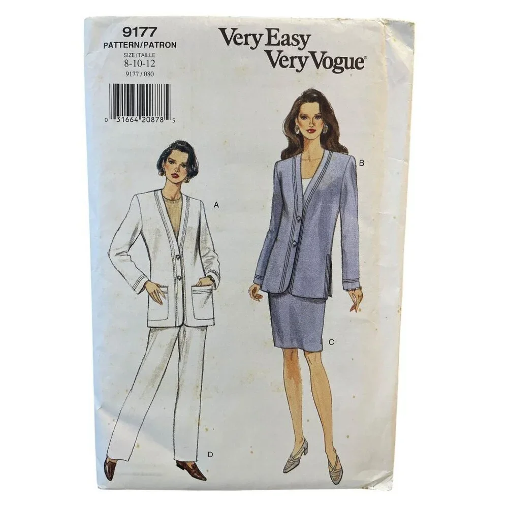 Vogue Sewing Pattern 9177 Jacket Skirt Pants‎ Misses Size 8-12